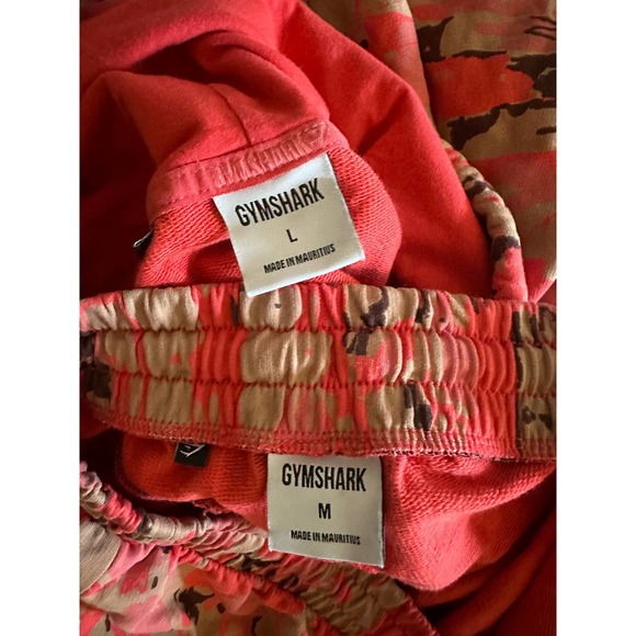 Set x2 Women L Gymshark Graphic Camo Hoodie Sweatshirt Shorts Pullover Lounge3 - Picture 8 of 8